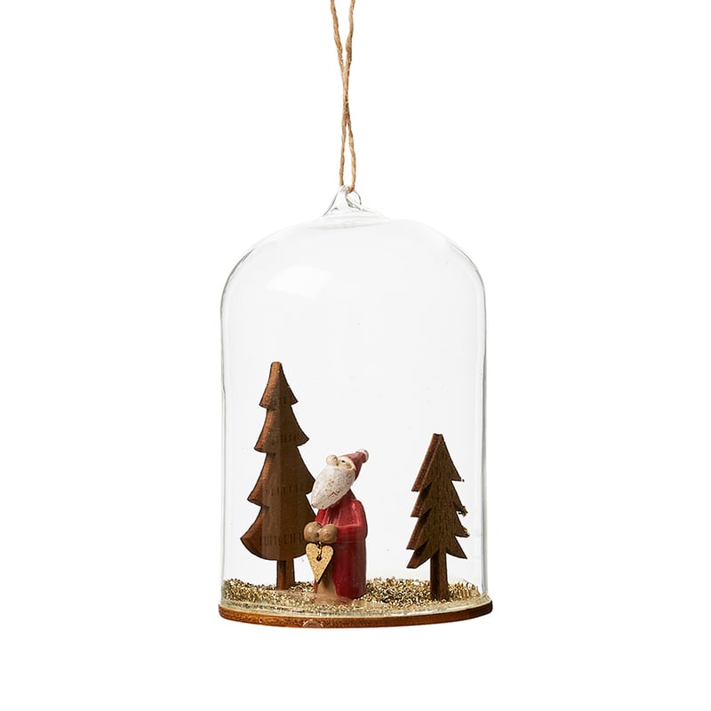 Laser Glass Ornament Santa Heart