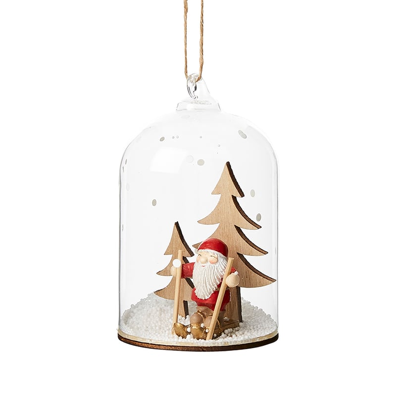 Laser Glass Ornament Santa Ski