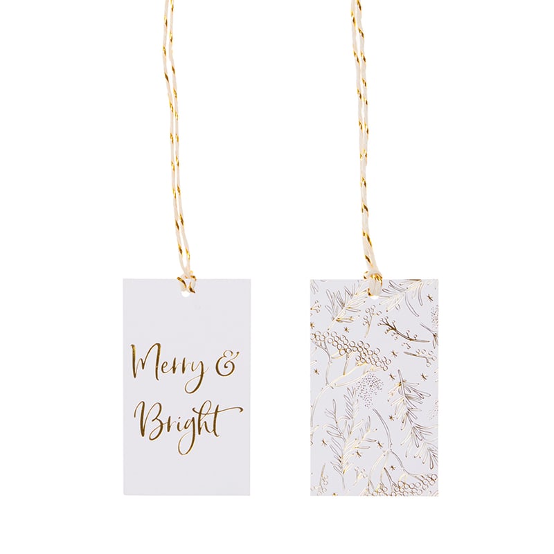 Christmas Gift Tags Gold Botanical Pack of 10 