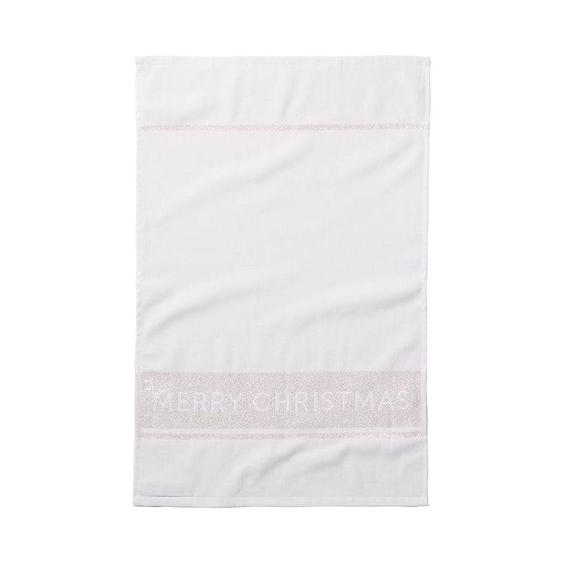 Christmas Tea Towels Silver Lurex Pack of 2