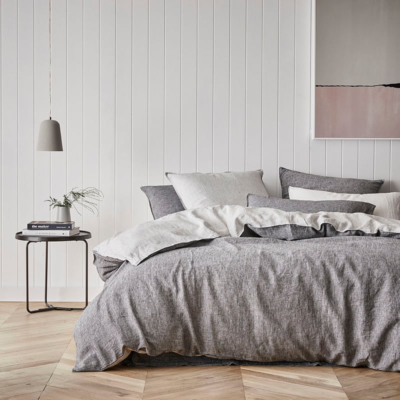 Vintage Washed Quilt Cover Black Stripe