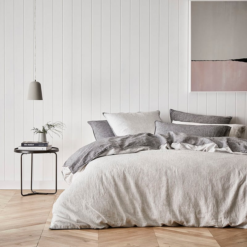 Vintage Washed Quilt Cover Black Stripe