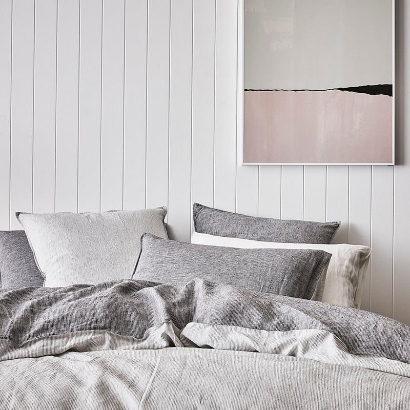 Vintage Washed Quilt Cover Black Stripe