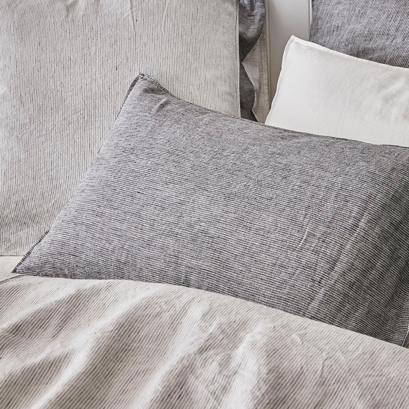 Vintage Washed Quilt Cover Black Stripe