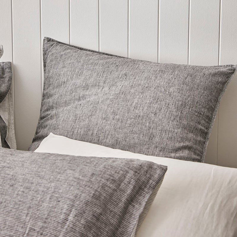 Vintage Washed Quilt Cover Black Stripe