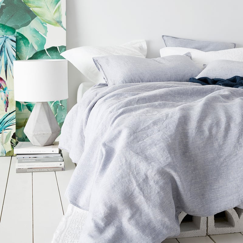Vintage Washed Linen Quilt Cover Cornflower