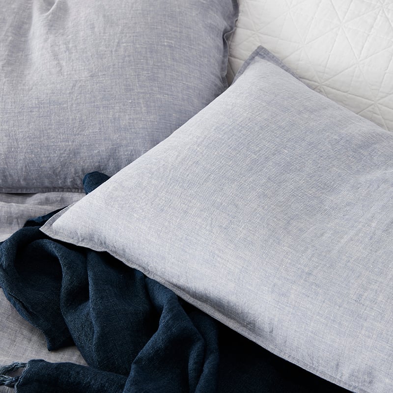 Vintage Washed Linen Quilt Cover Cornflower