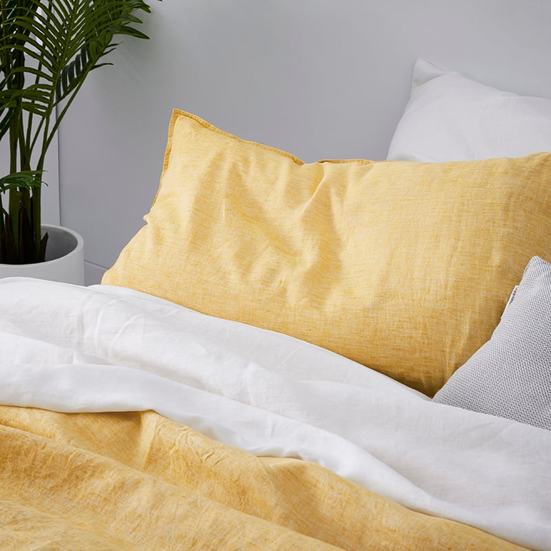 Vintage Washed Linen Quilt Cover Mustard
