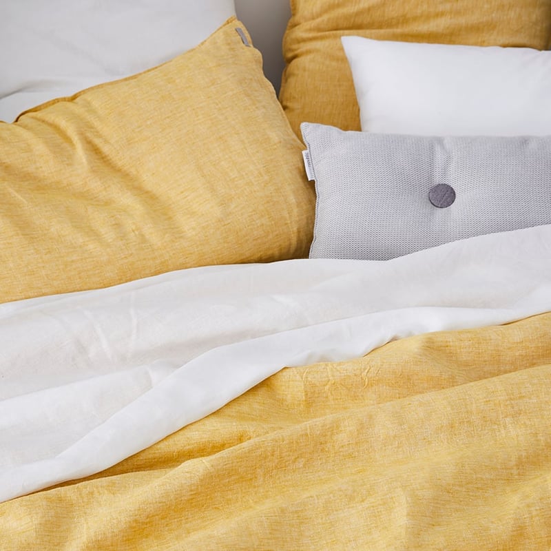 Vintage Washed Linen Quilt Cover Mustard