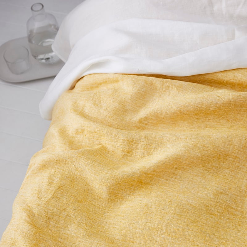 Vintage Washed Linen Quilt Cover Mustard