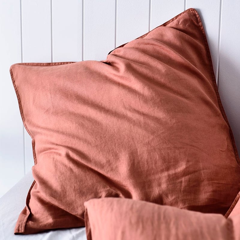 Vintage Washed Linen Quilt Cover Terracotta