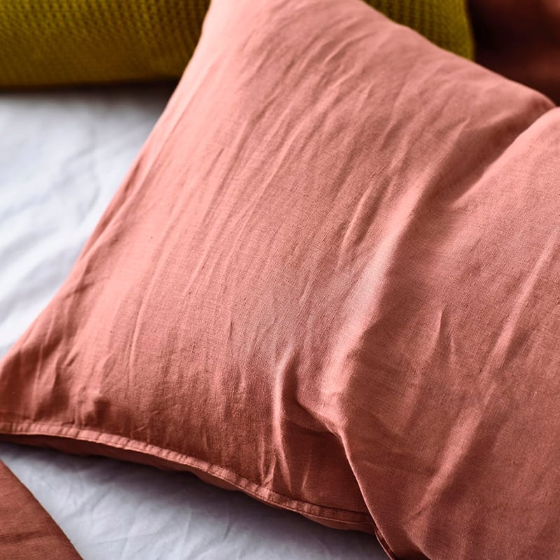 Vintage Washed Linen Quilt Cover Terracotta