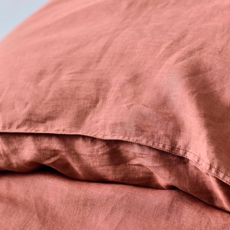 Vintage Washed Linen Quilt Cover Terracotta