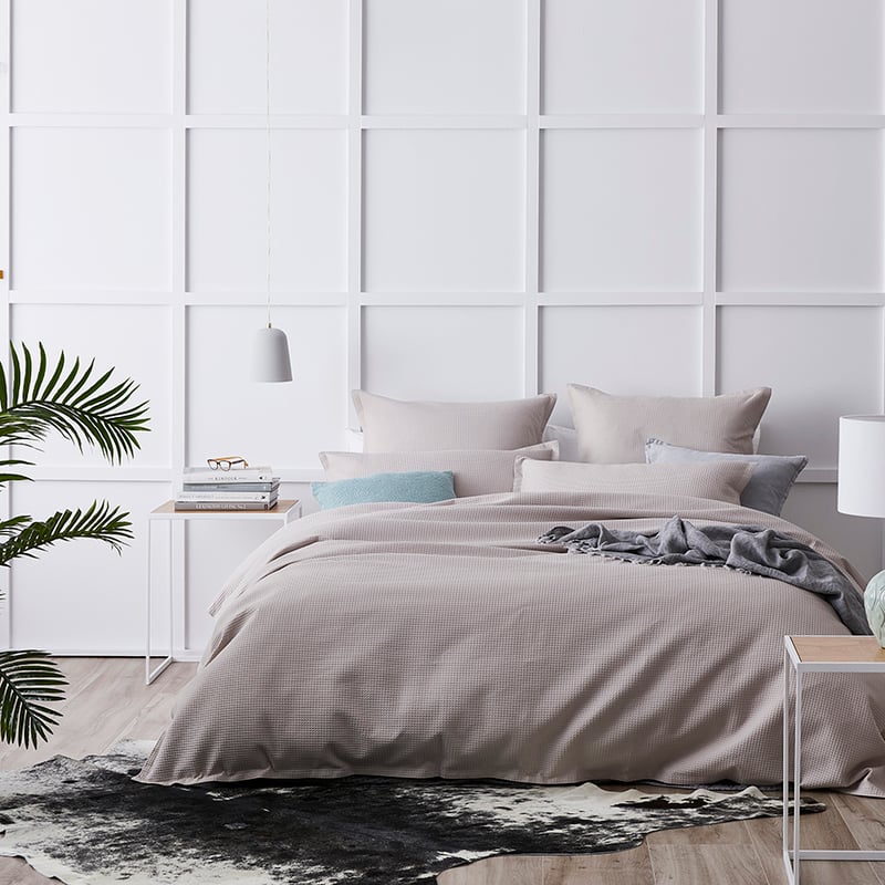 Tribeca Waffle Quilt Cover Set Pebble
