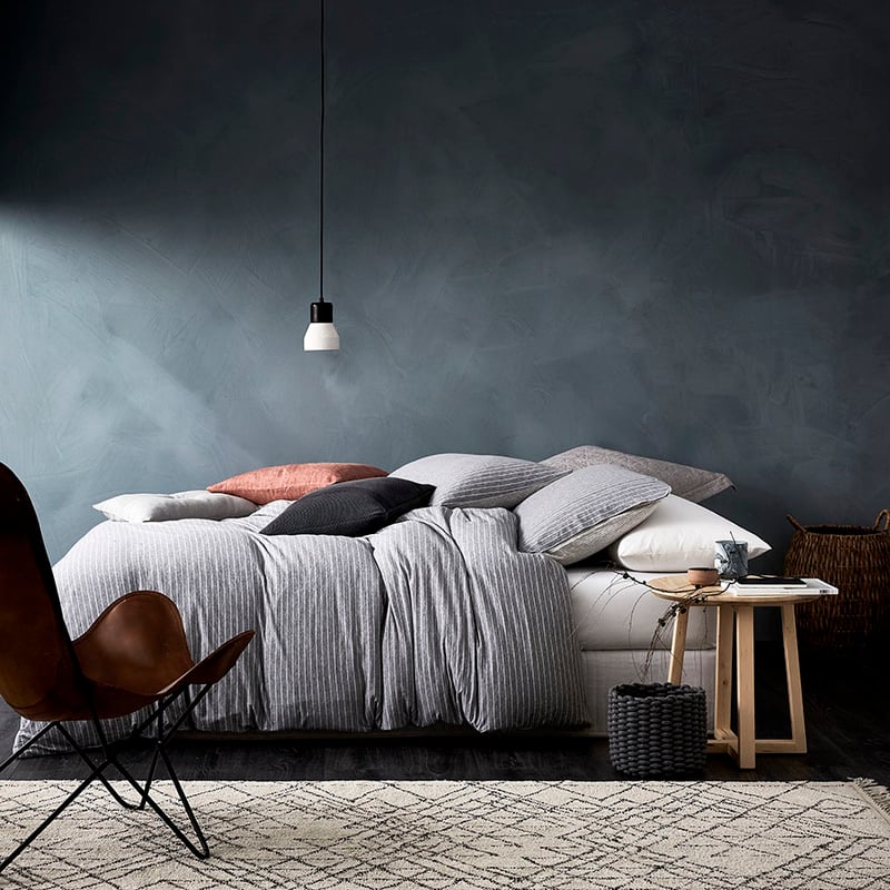 Ultra Soft Jersey Stripe Quilt Cover Grey