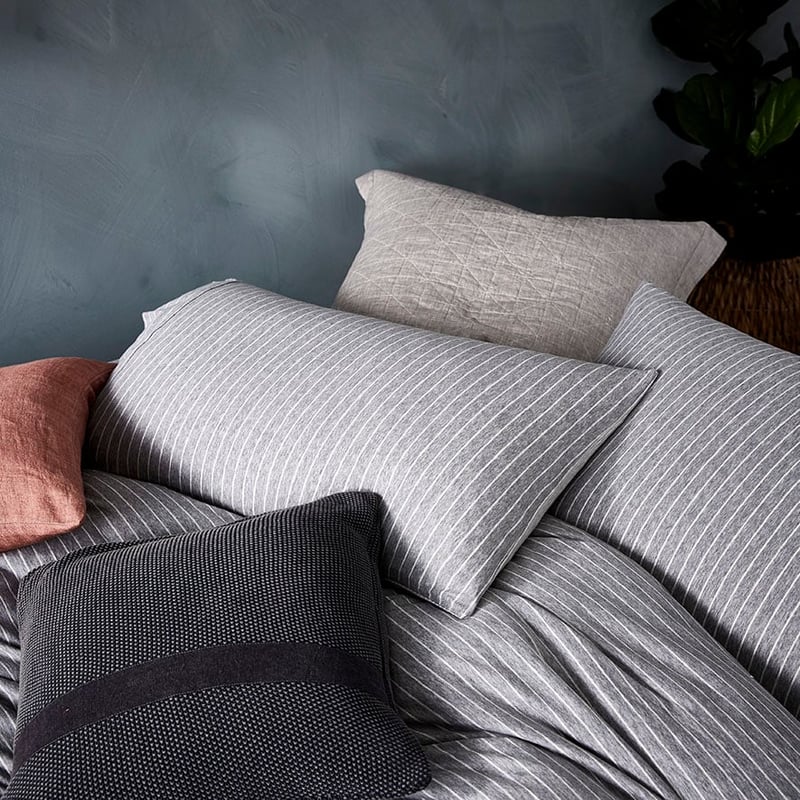 Ultra Soft Jersey Stripe Quilt Cover Grey