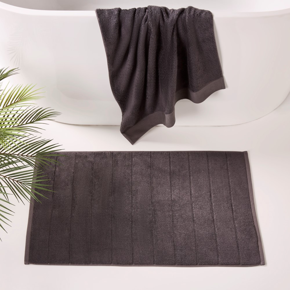 Navara Coal Solid Bamboo Cotton Bath Mat Adairs