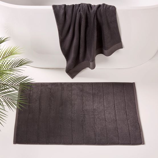 Navara Coal Solid Bamboo Cotton Bath Mat