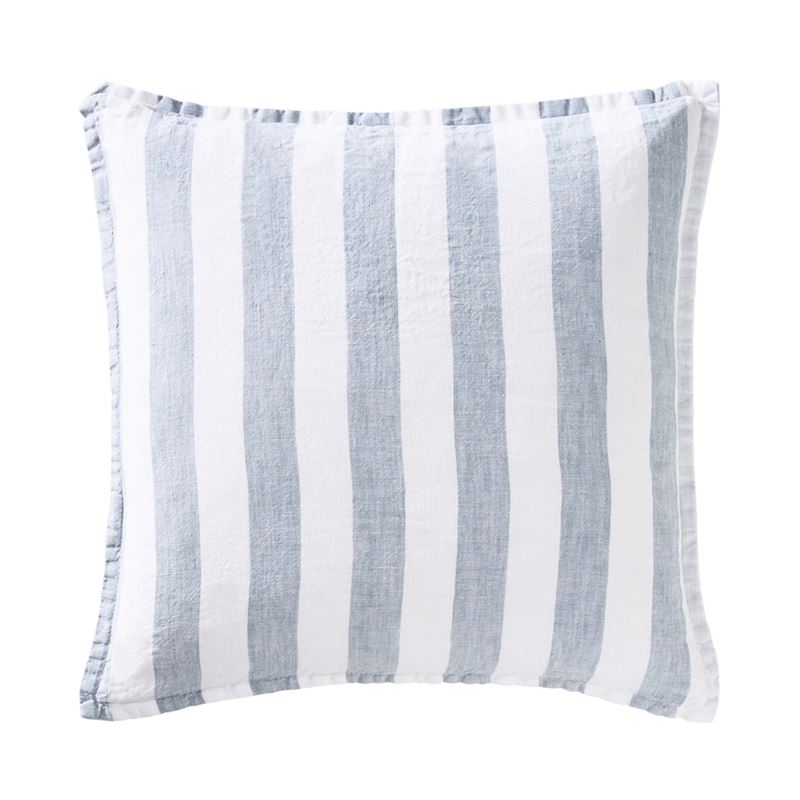 Belgian Light Denim Stripe Vintage Washed Linen Cushion