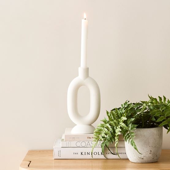 Hydra White Oval Candle Holder