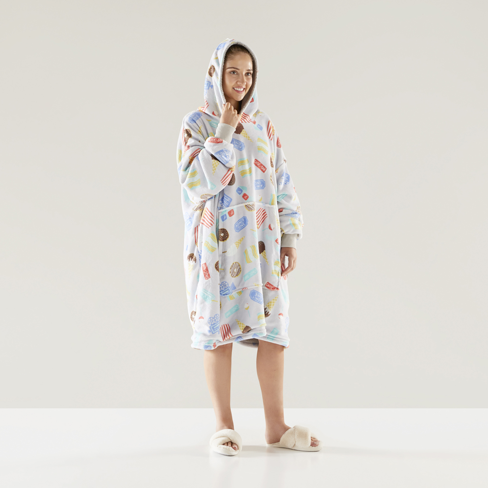 Teddy Grey Multi Movie Night Hooded Blanket Adairs