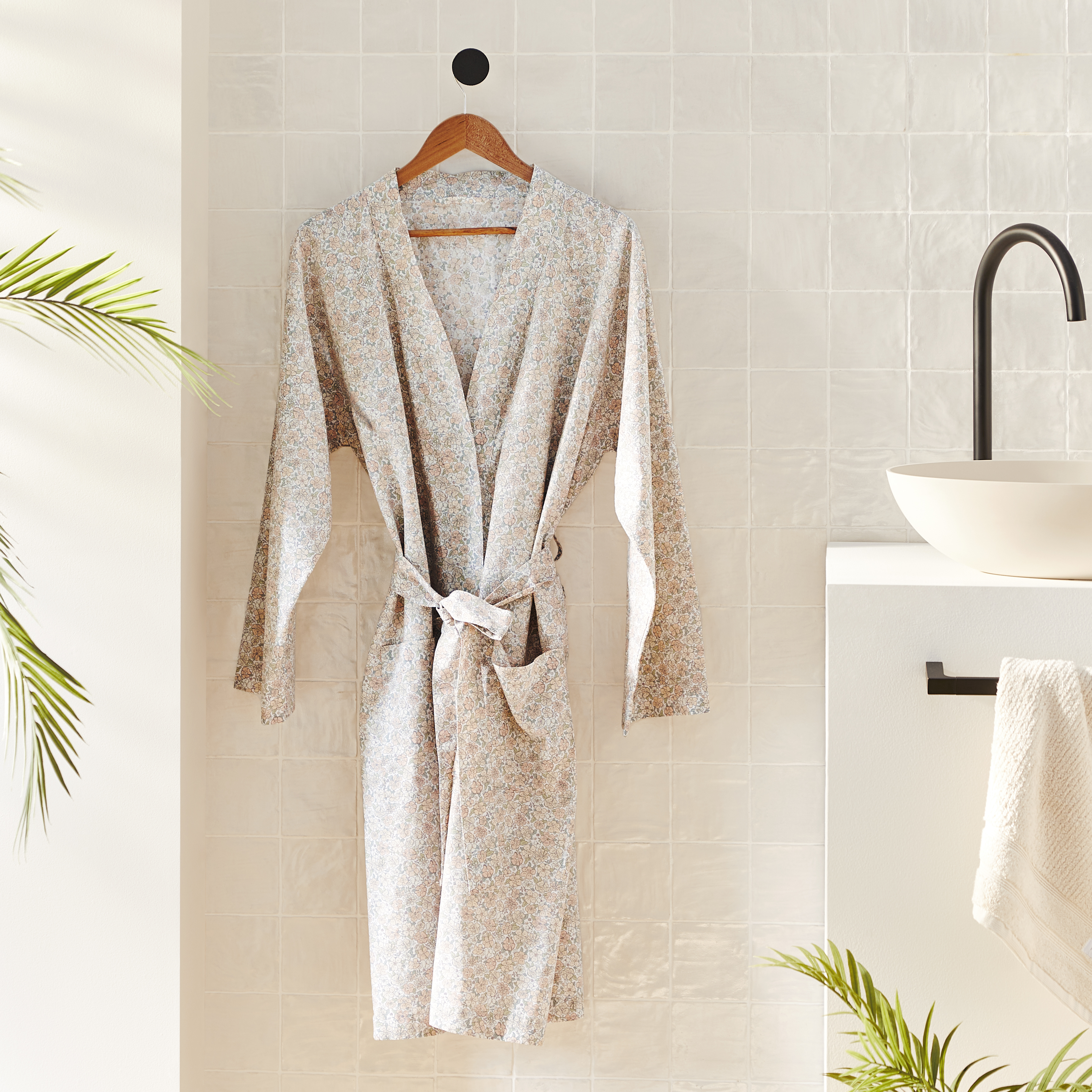 Cotton Soft Floral White Multi Printed Robe Adairs