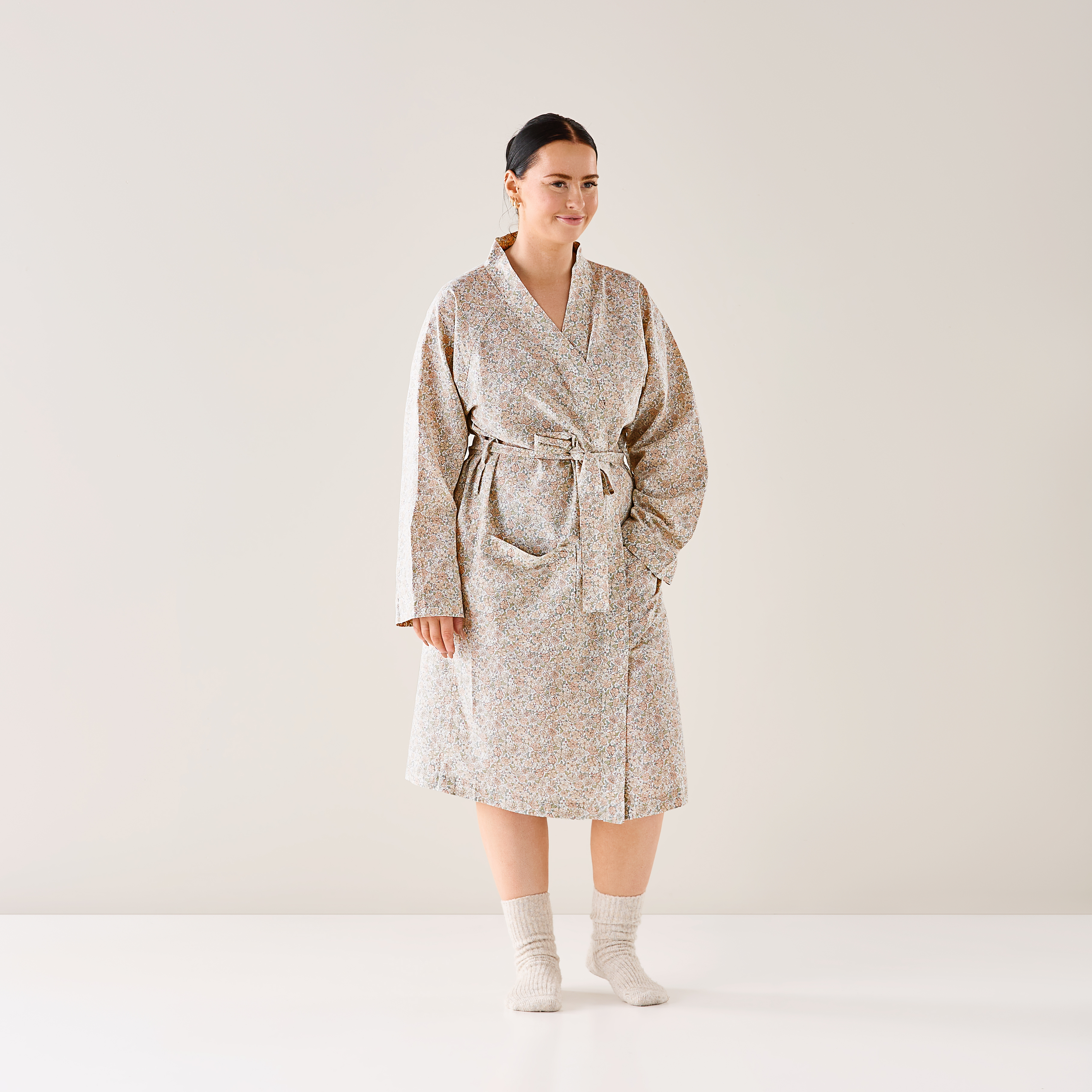 Cotton Soft Floral White Multi Printed Robe Adairs