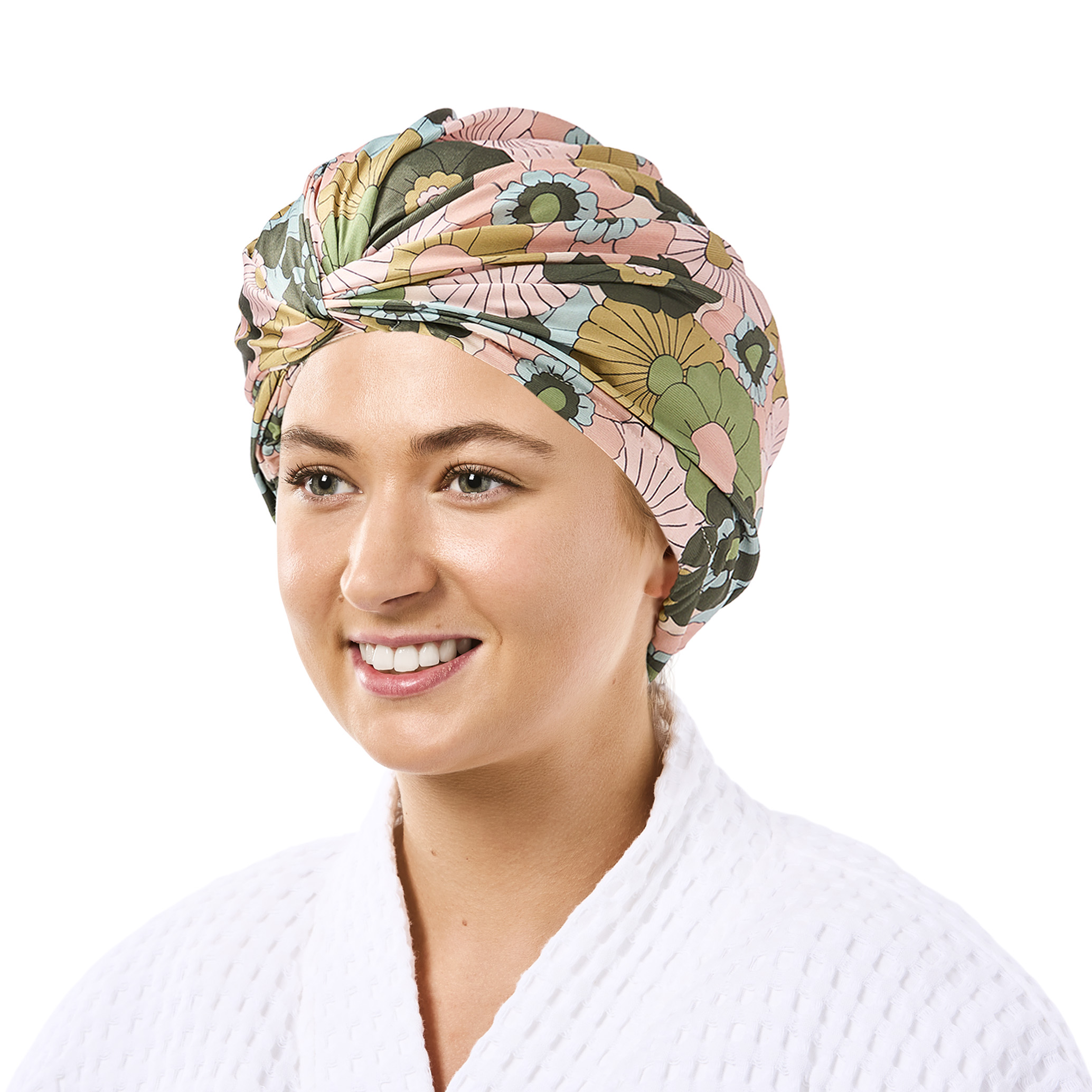 Printed Retro Floral Green Shower Cap Adairs