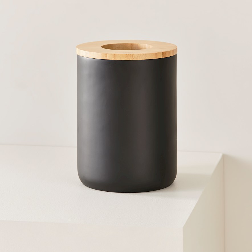 Clayton Black Bathroom Bin | Adairs