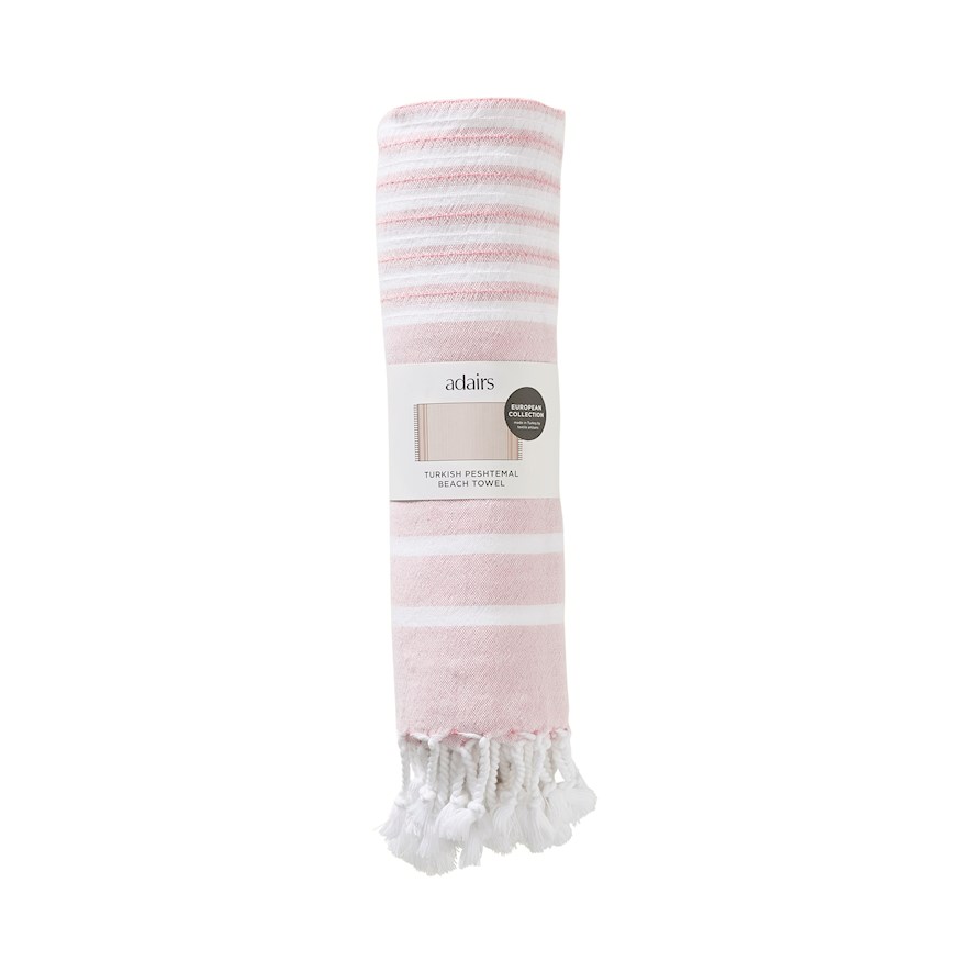Pink stripe sales beach towel