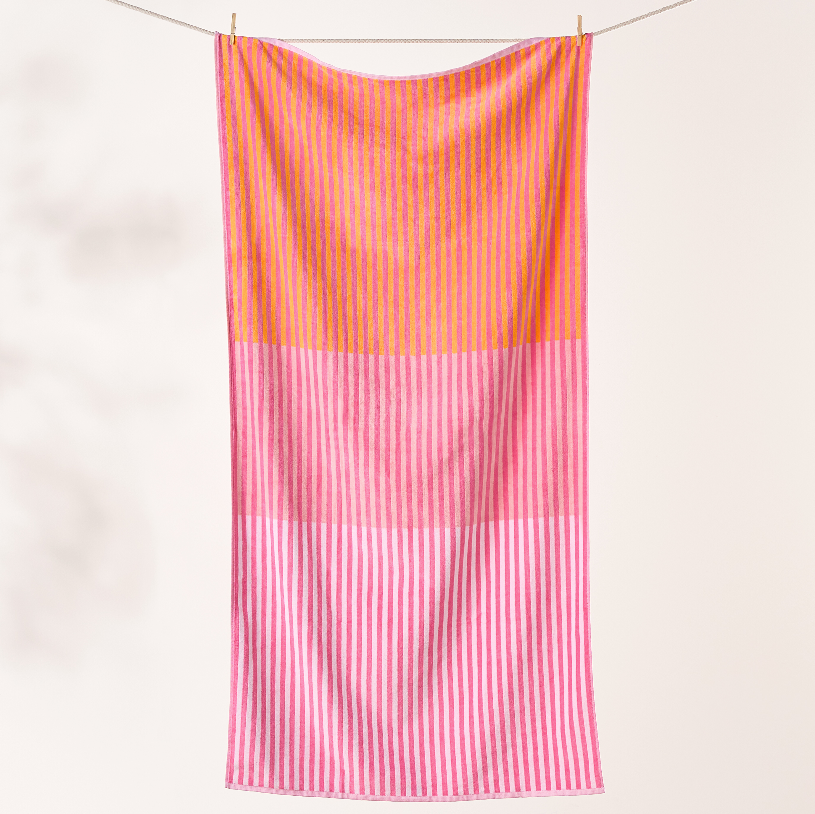Velour Block Stripe Pink Beach Towel Adairs