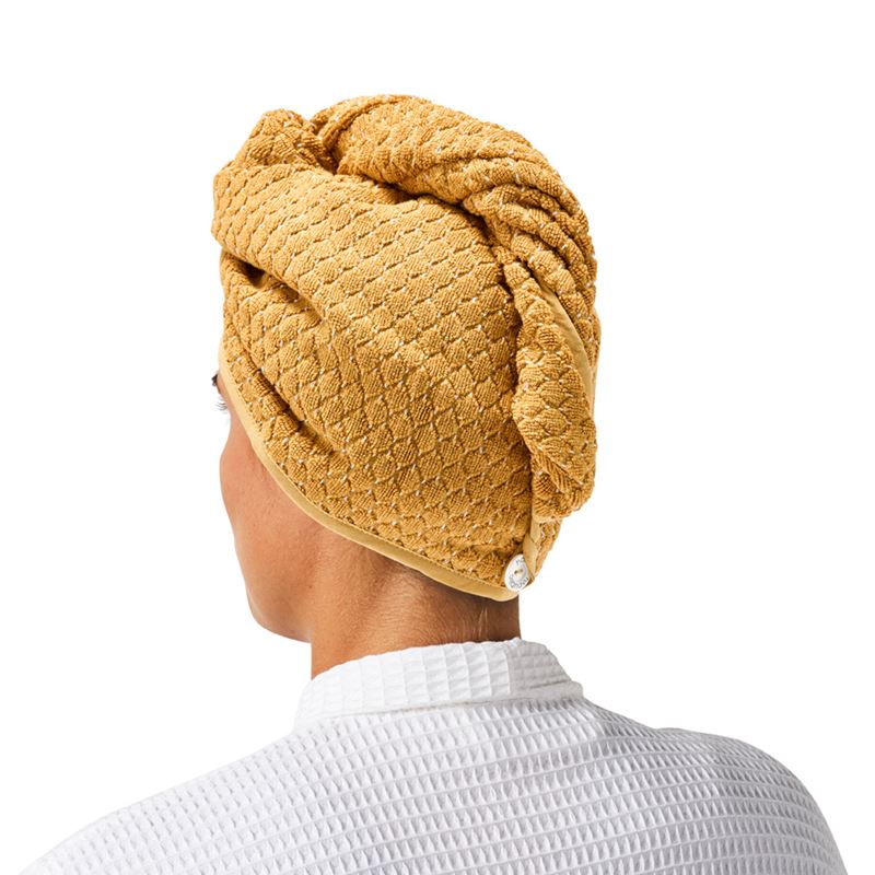 Navara Textured Mustard Bamboo Cotton Hair Towel Wrap