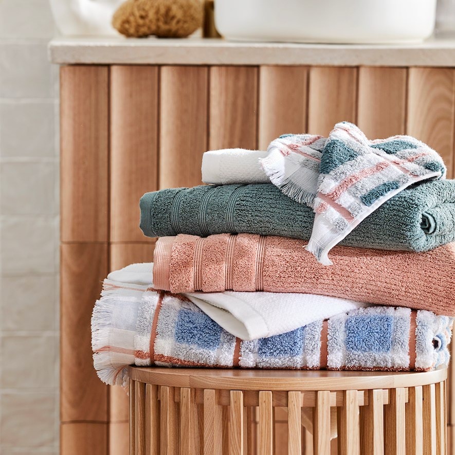 European Kadikoy Dusty Blue Multi Turkish Cotton Towel Range Adairs