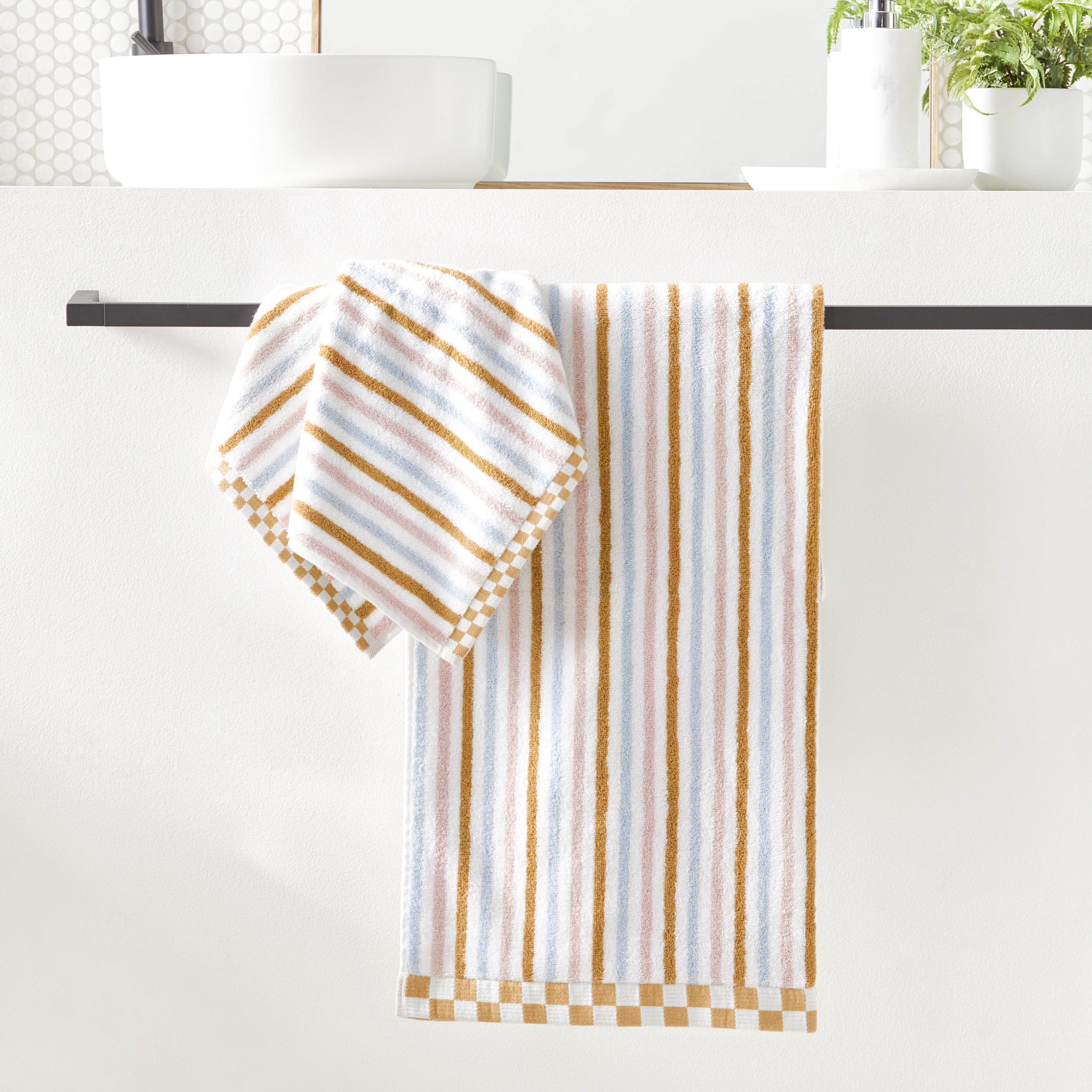 Lottie Stripe Mustard Multi Towel Range Adairs