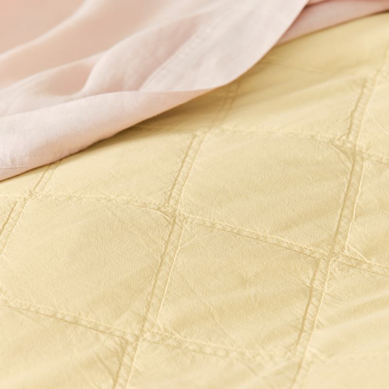Stonewashed Cotton Dusty Lemon Quilted Coverlet Separates