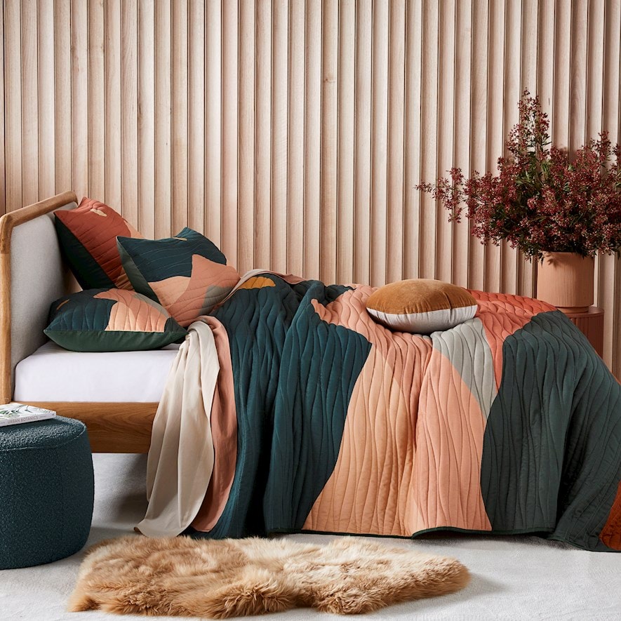 Maus Haus Dark Green Night Sky Quilted Coverlet Adairs