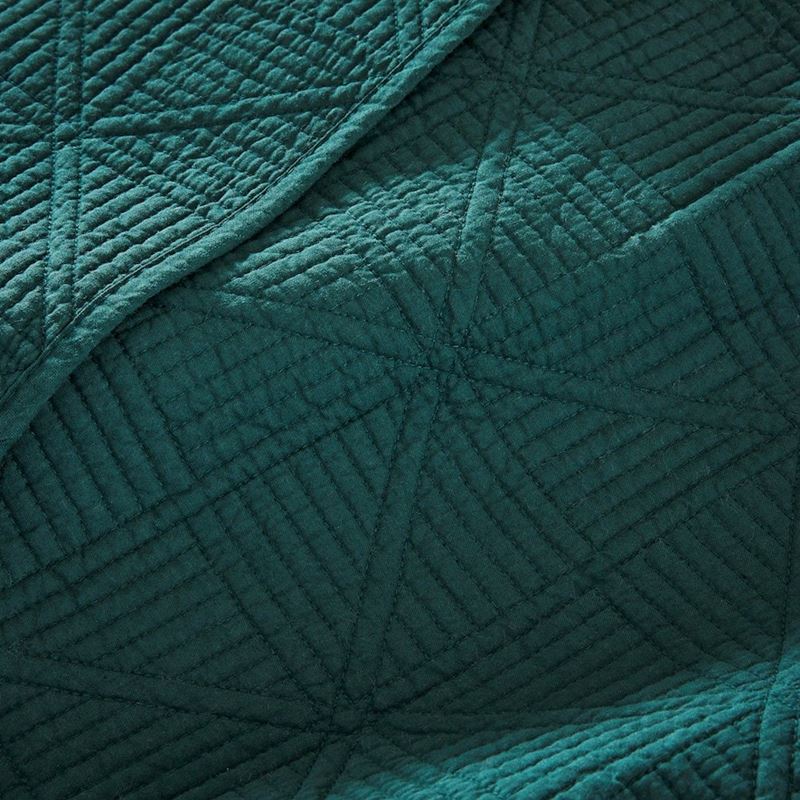 Prism Bottle Green Quilted Coverlet + Pillowcases
