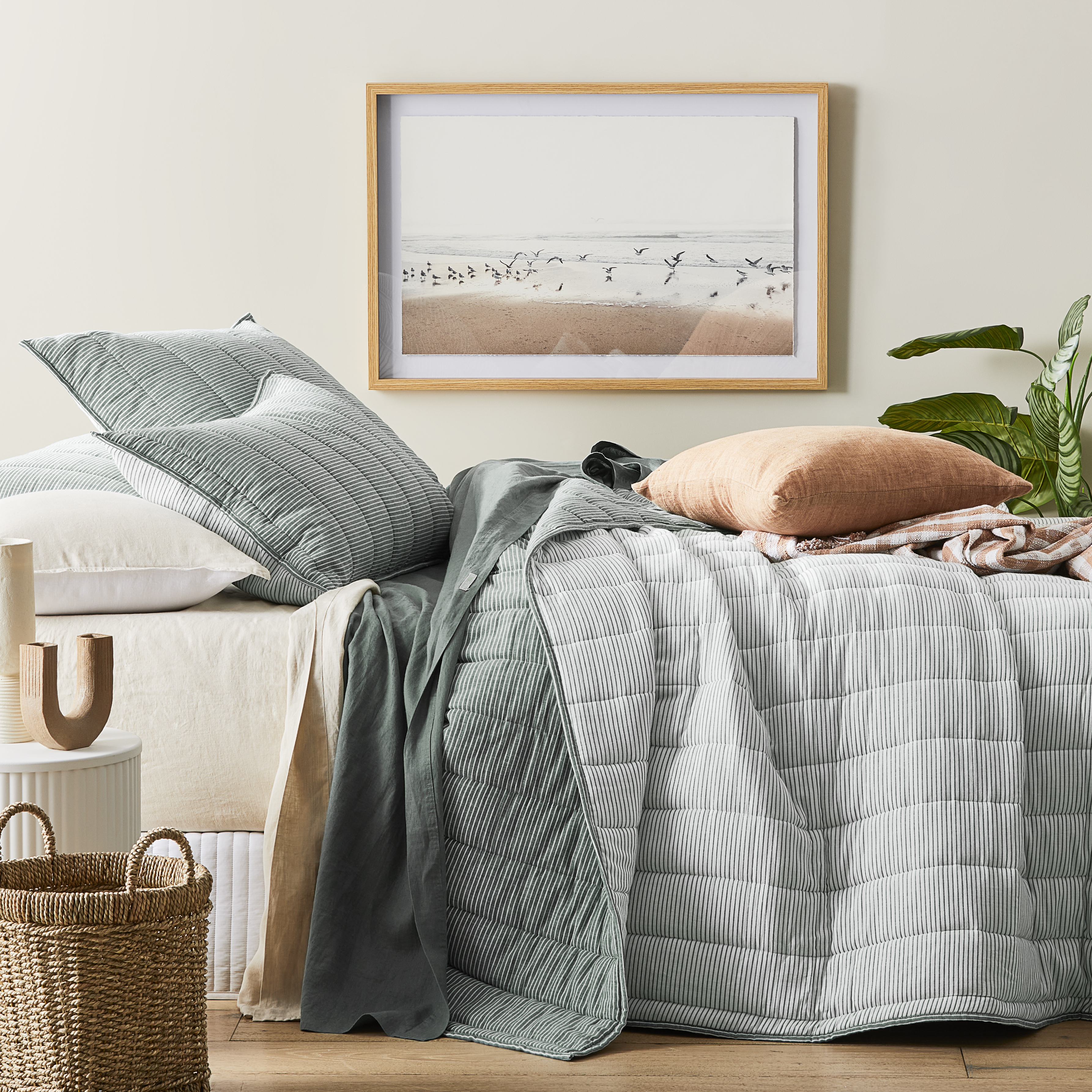 Cove Cypress Quilted Coverlet + Pillowcases Adairs