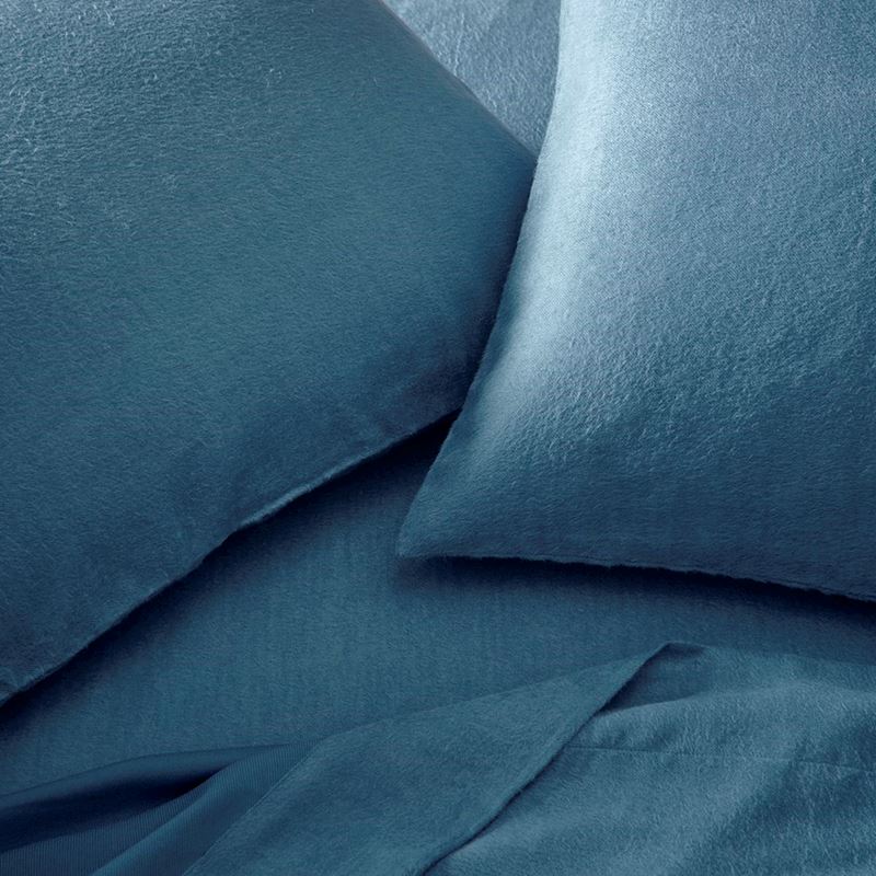 Luxury Steel Blue Flannelette Sheet Set + Pillowcases