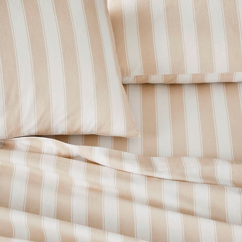 Printed Sand Stripe Flannelette Sheet Set + Pillowcases