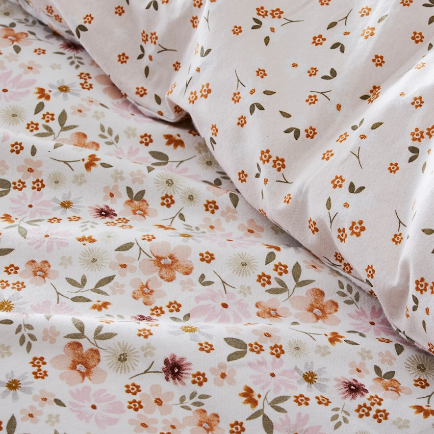 Winter Garden White Flannelette Quilt Cover Set Bedroom Adairs