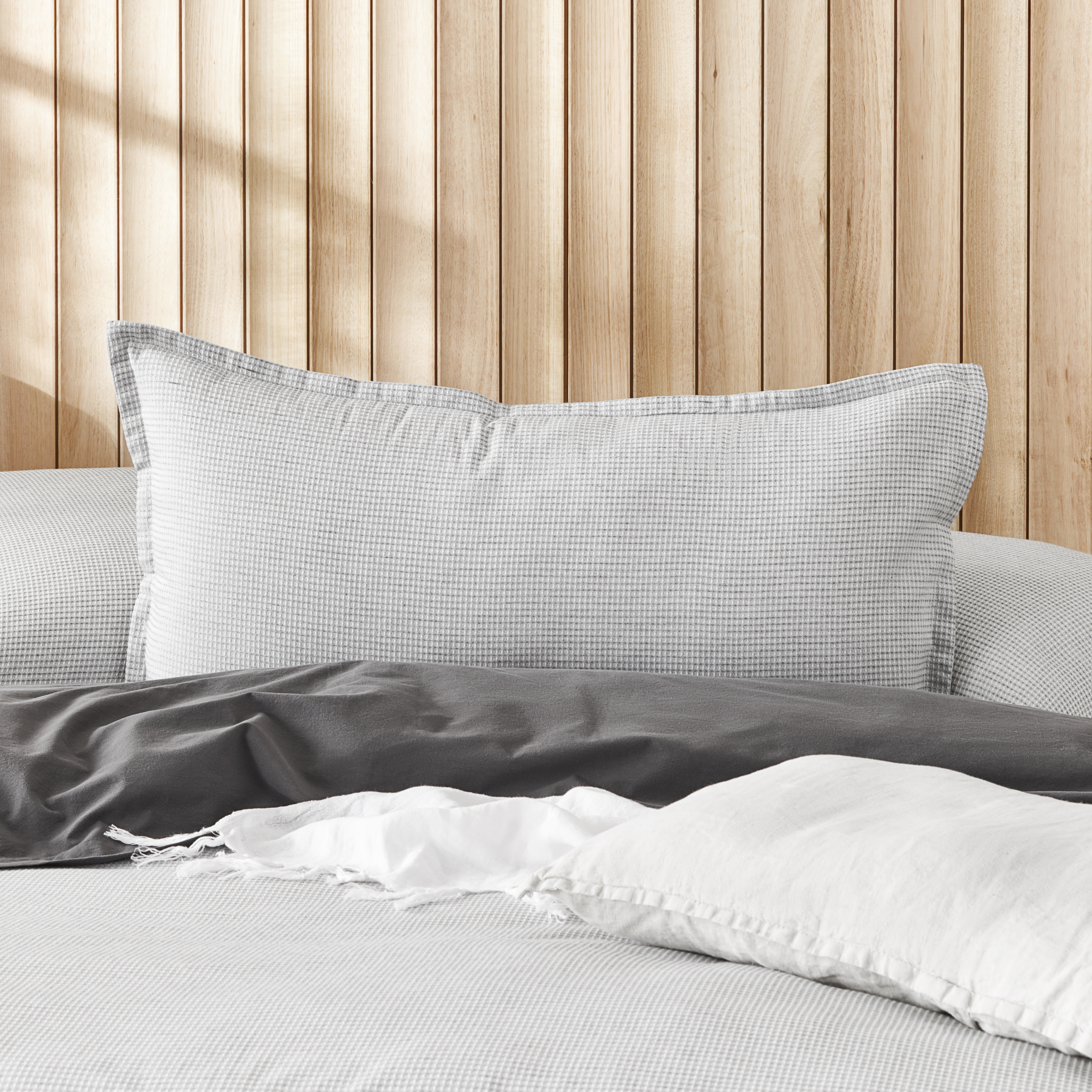 Berlin Grey Marle Waffle Pillowcases Adairs