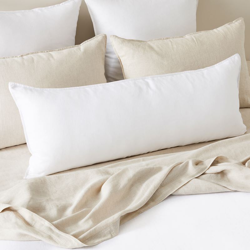 Vintage Washed Linen White Bolster Pillowcase