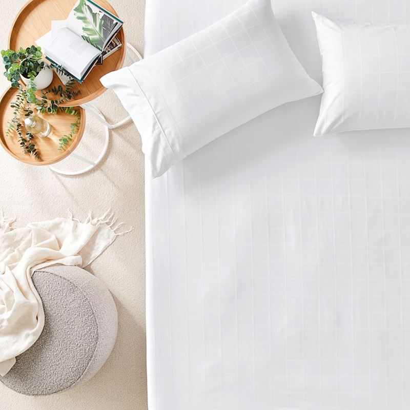 Worlds Softest Cotton White Grid Pillowcases