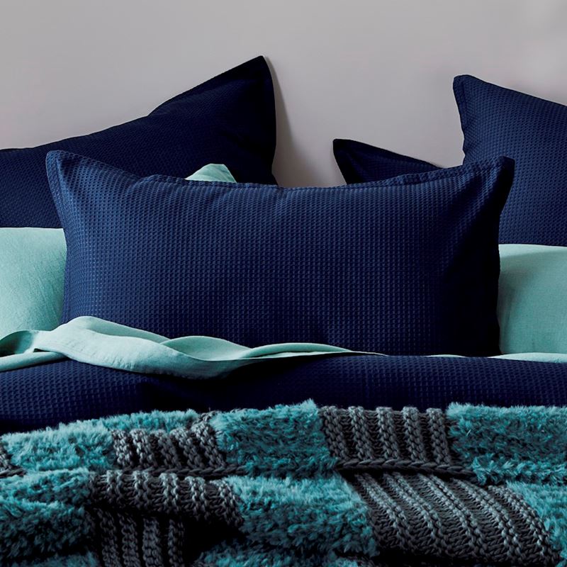 Berlin Navy Waffle Quilt Cover Set + Pillowcases