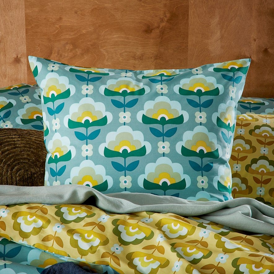 Retro Stems Peacock Quilt Cover Set + Pillowcases Adairs