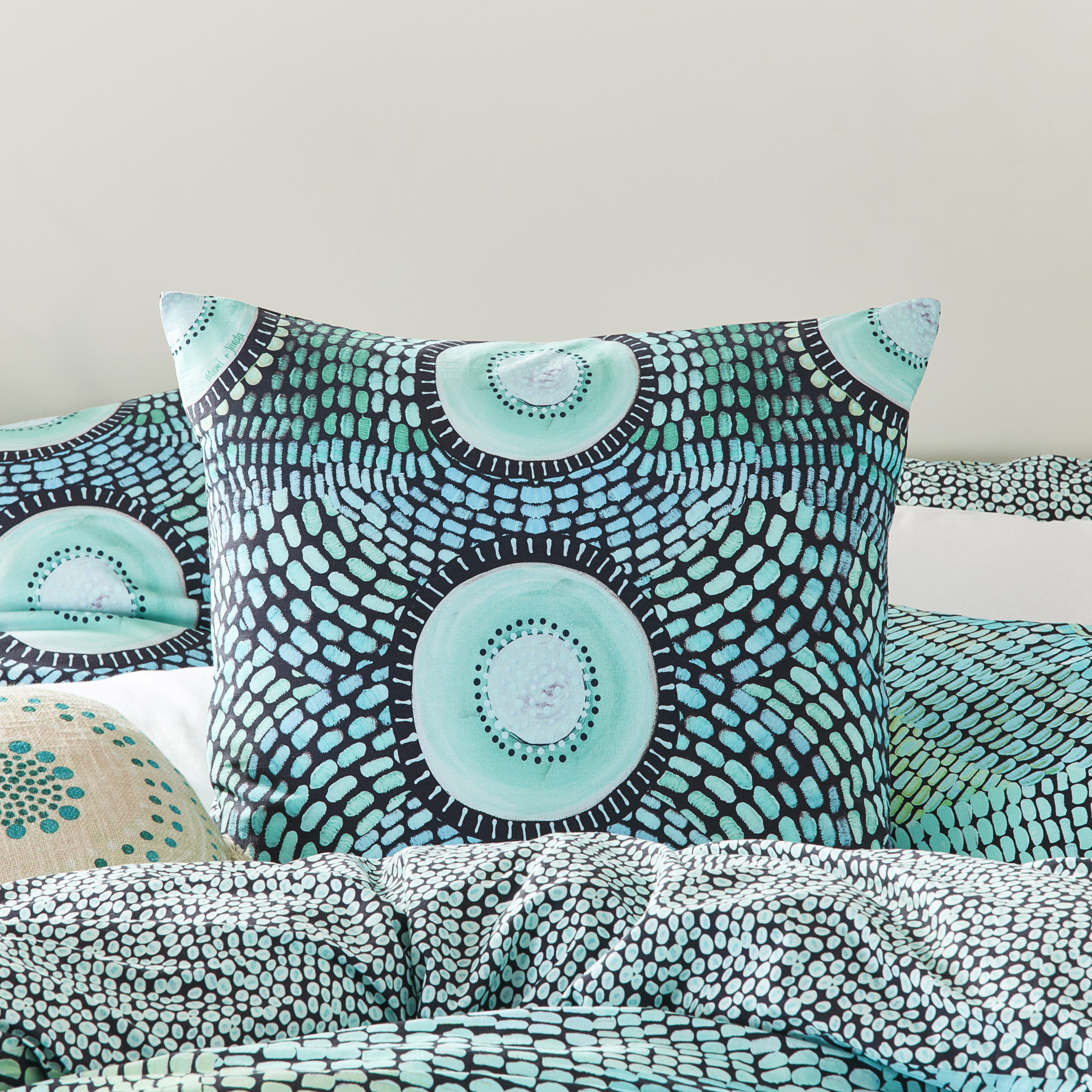 Miimi + Jiinda Lowanna Aqua Quilt Cover Set Bedroom Adairs