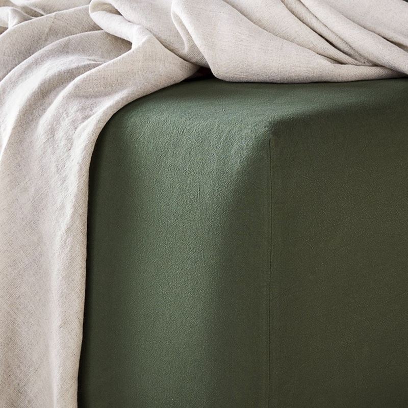 Stonewashed Cotton Basil Sheet Separates + Pillowcases