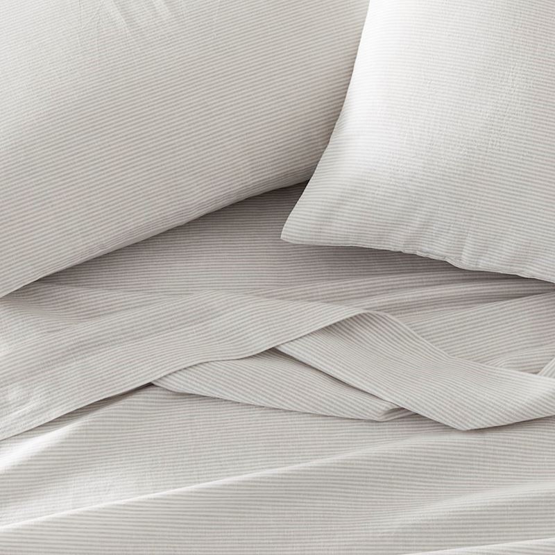Vintage Washed Linen Cotton Silver Stripe Sheet Set + Pillowcases