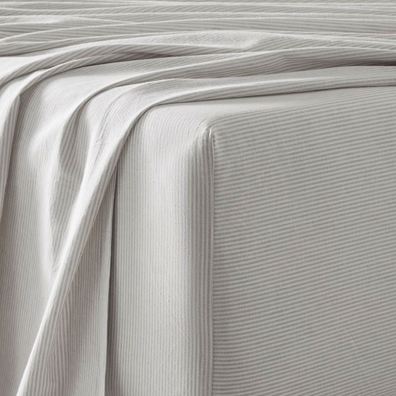 Vintage Washed Linen Cotton Silver Stripe Sheet Set + Pillowcases